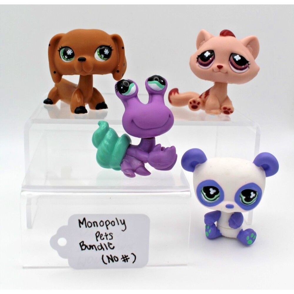 Littlest Pet Shop LPS Monopoly Special Pets Lot Panda Cat Dachshund Hermit Crab